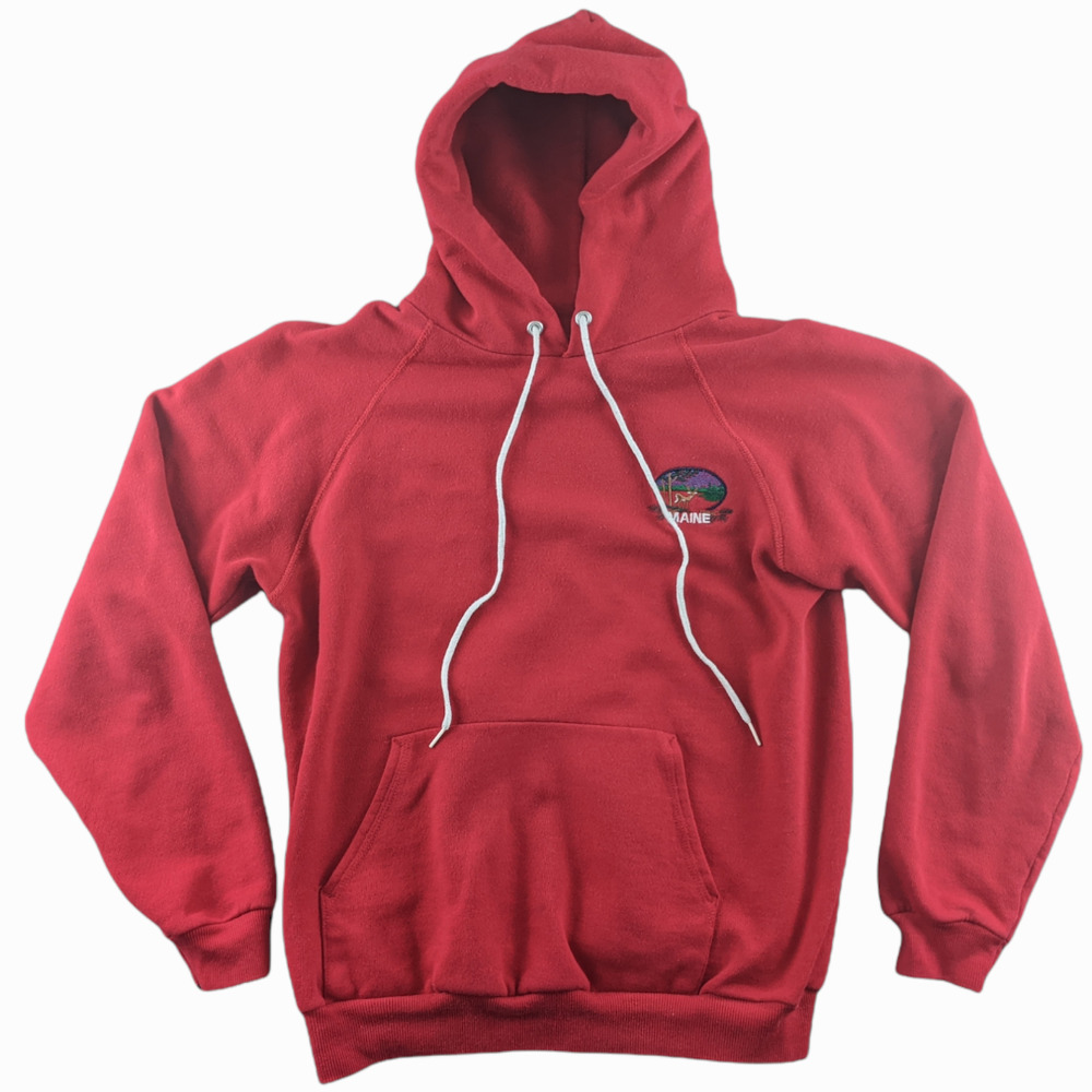 Stitched Red Maine Hoodie Womens Medium